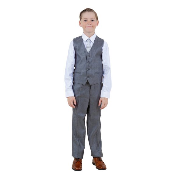 Boys Sharkskin 5pc Gray Suit Set by Tazzio - Picture 6 of 7